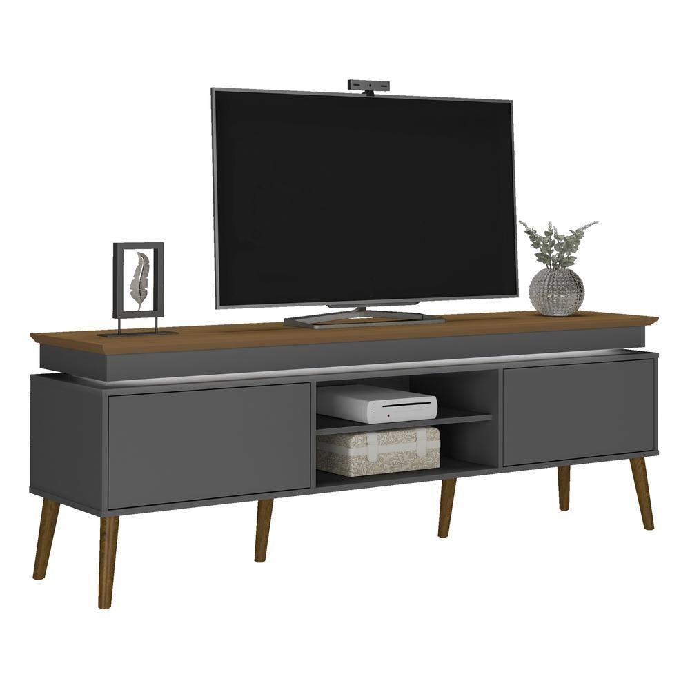 Rack Tv 75" Retrô Com Led Multimóveis Cr45172 Carvalho/Grafite Carvalho/Grafite - 8