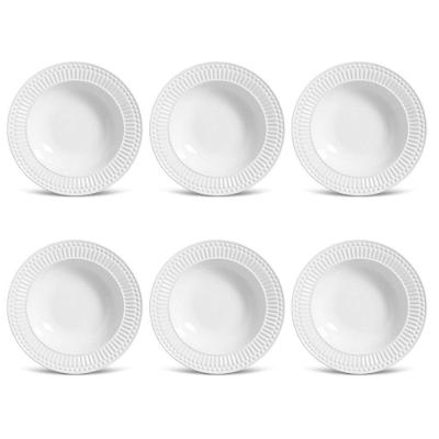 Conjunto de Pratos Fundos Roma 6 Peças Cerâmica Liso Branco Porto Brasil