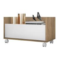Mesa De Cabeceira 80Cm Com Rodízios Multimóveis V4006 Rustic/Branca Rustic/Branco - 1