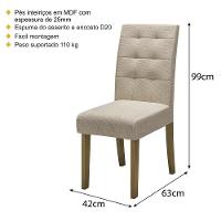 Conjunto Com 2 Cadeiras De Jantar Multimóveis Cr50040 Bege Bege - 4