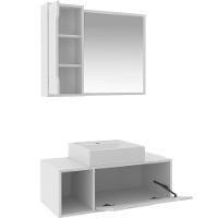 Kit Gabinete E Espelheira De Banheiro 80 Cm Com Cuba Karina Branco - 2