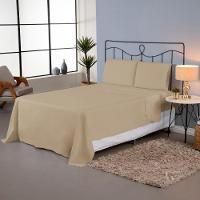 Jogo De Lençol Ponto Palito Completo 4 Peças Casal 80% Algodão - 20% Poliéster Percal 140 Fios Cor:cáqui - 4