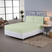 Jogo De Lençol Ponto Palito Simples 3 Peças Queen 80% Algodão - 20% Poliéster Percal 140 Fios Cor:verde - 2