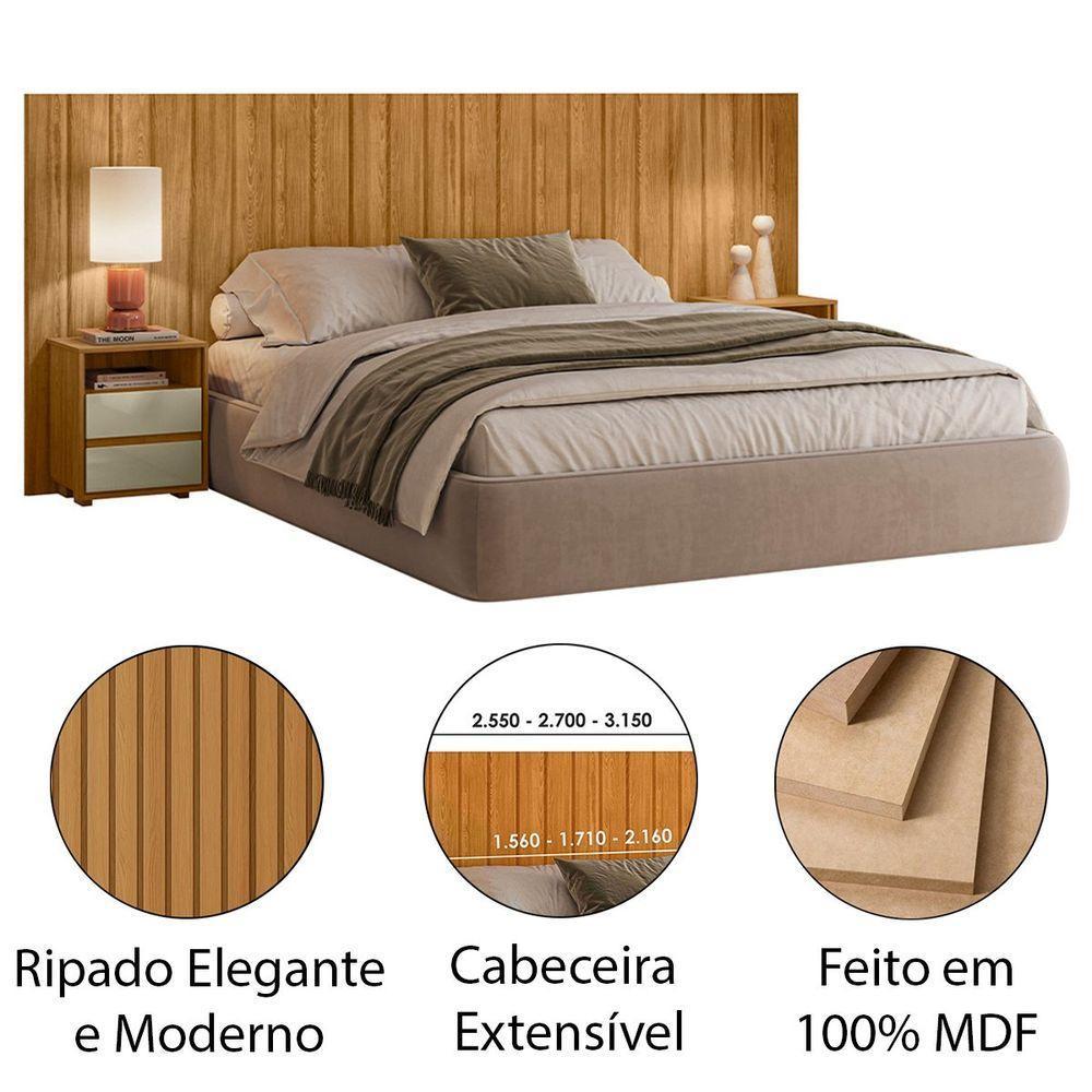 Cabeceira De Cama Extensível Com Mesa De Cabeceira Mdf Fiori Cumaru-opala - 3