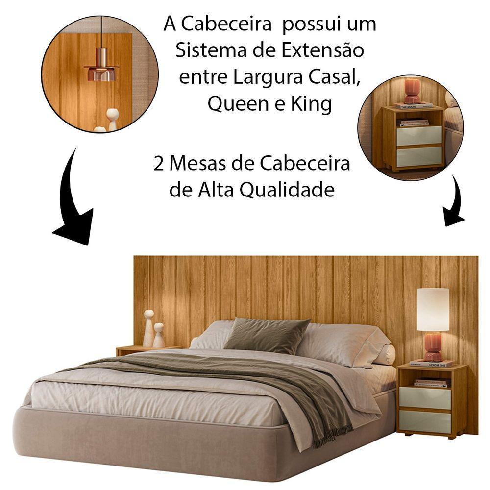 Cabeceira De Cama Extensível Com Mesa De Cabeceira Mdf Fiori Cumaru-opala - 4