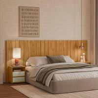 Cabeceira De Cama Extensível Com Mesa De Cabeceira Mdf Fiori Cumaru-opala - 5