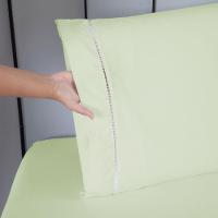 Jogo De Lençol Ponto Palito Completo 3 Peças Solteiro 80% Algodão - 20% Poliéster Percal 140 Fios Cor:verde - 4