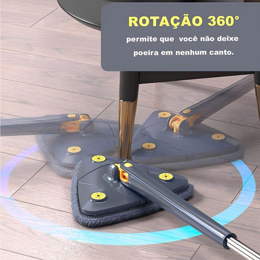 Esfregão Mop Giratório 360 Triangular Com 2 Panos Microfibra Fácil De Usar - 5
