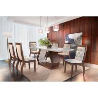 Mesa De Sala Jantar Alvorada C- Tampo 180x90cm Madeirado Vidro Canto Reto - Imbuia-off White - Rufato - 9