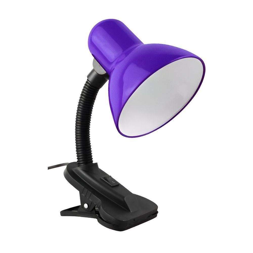 Luminária Articulada Com Garra Presilha E27 Bivolt Cor Roxa Para Escrivaninha E Mesa - 1