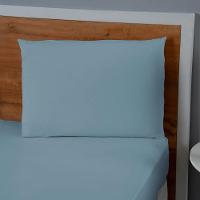 Jogo De Lençol Dia A Dia Liso 2 Peças Solteiro 80% Algodão - 20% Poliéster Percal 140 Fios Cor:azul - 3