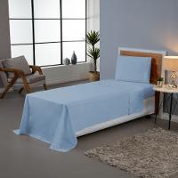 Jogo De Lençol Ponto Palito Completo 3 Peças Solteiro 80% Algodão - 20% Poliéster Percal 140 Fios Cor:azul - 2