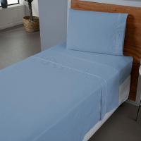 Jogo De Lençol Ponto Palito Completo 3 Peças Solteiro 80% Algodão - 20% Poliéster Percal 140 Fios Cor:azul - 3