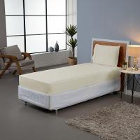 Jogo De Lençol Ponto Palito Simples 2 Peças Solteiro 80% Algodão - 20% Poliéster Percal 140 Fios Cor:palha - 2