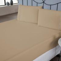 Jogo De Lençol Ponto Palito Simples 3 Peças King 80% Algodão - 20% Poliéster Percal 140 Fios Cor:cáqui - 3