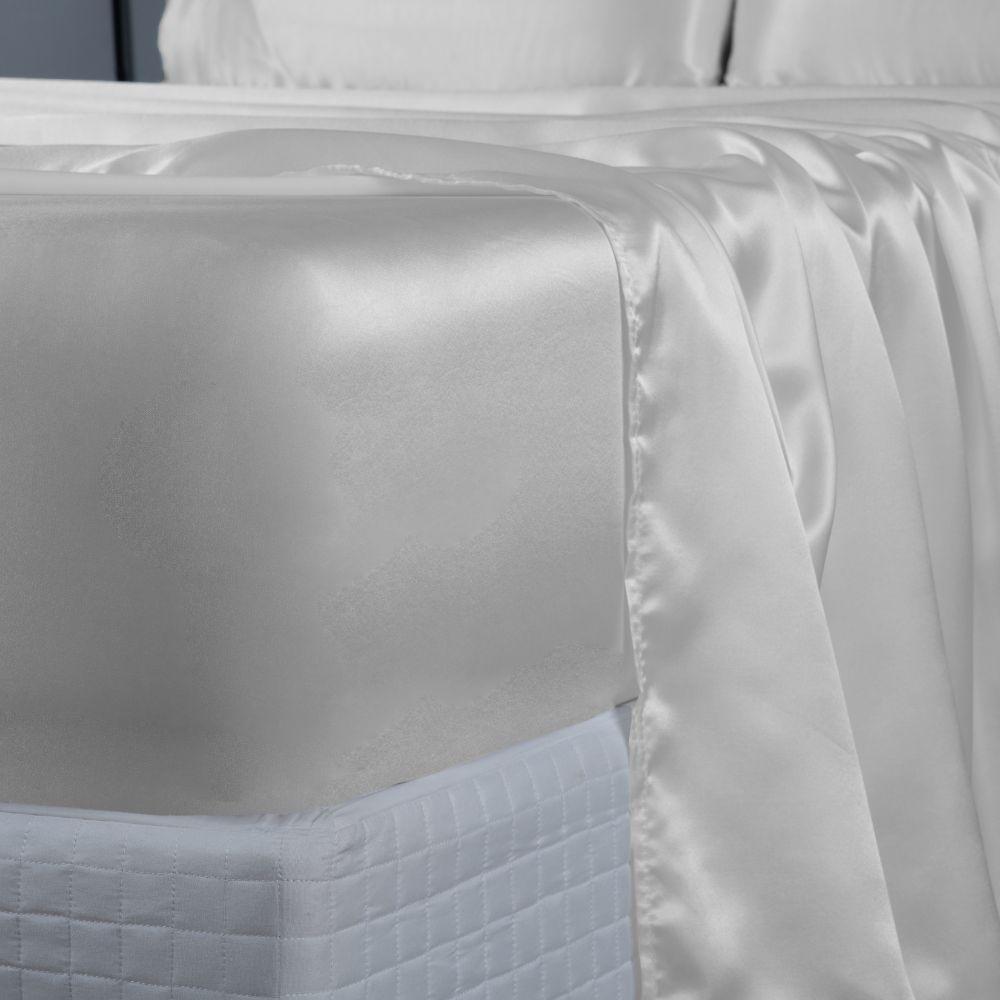 Jogo De Lençol Sublime 4 Peças King 100% Poliéster Tecido Cetim Charmousse Cor:branco - 4