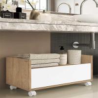 Gabinete Armário Banheiro 80Cm Com Rodízios Multimóveis V5002 Rustic/Branco Rustic/Branco - 7