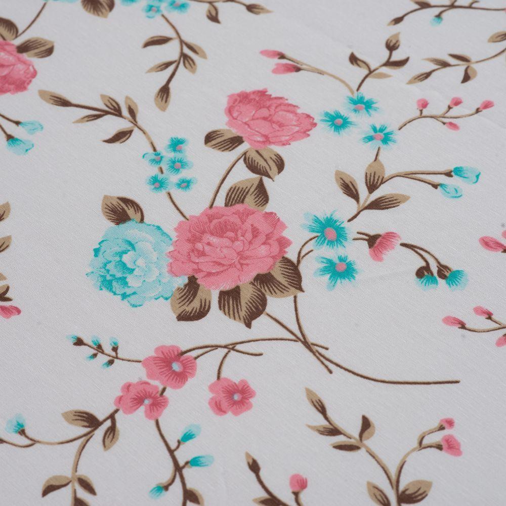 Jogo De Lençol Dia A Dia Estampado 3 Peças Queen 80% Algodão - 20% Poliéster Percal 180 Fios Cor:floral Rosê - 3