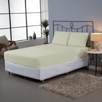 Jogo De Lençol Dia A Dia Liso 3 Peças Casal 80% Algodão - 20% Poliéster Percal 140 Fios Cor:palha - 2