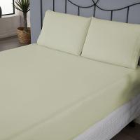 Jogo De Lençol Dia A Dia Liso 3 Peças Casal 80% Algodão - 20% Poliéster Percal 140 Fios Cor:palha - 3