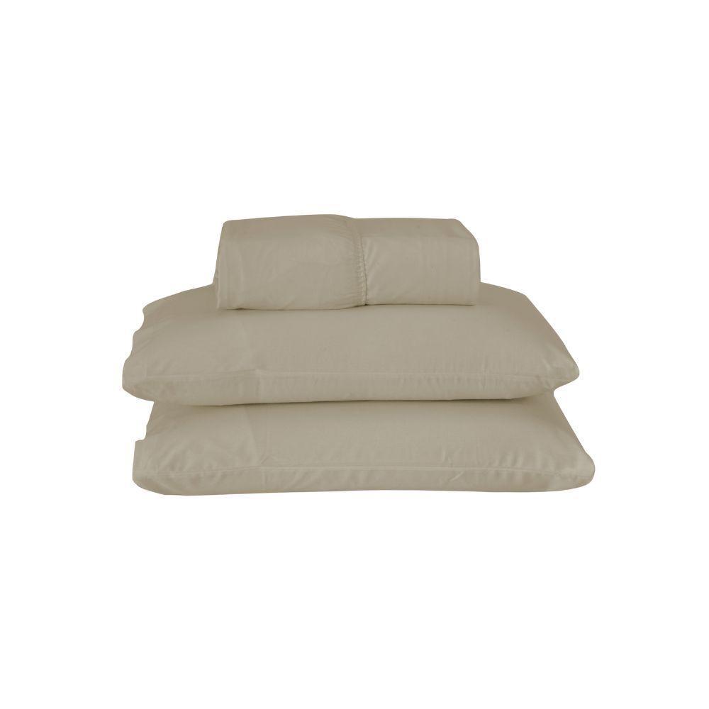 Jogo De Lençol Dia A Dia Liso 3 Peças Casal 80% Algodão - 20% Poliéster Percal 140 Fios Cor:cáqui - 1