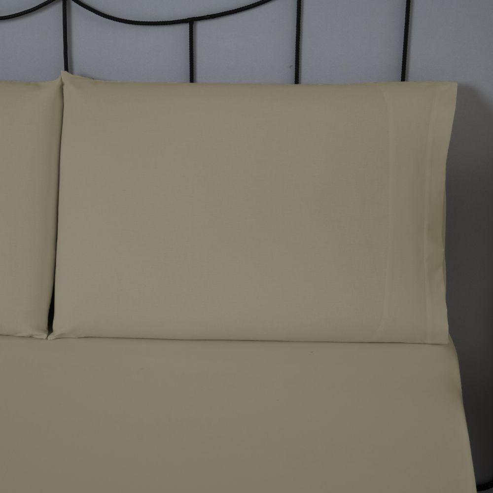 Jogo De Lençol Dia A Dia Liso 3 Peças Casal 80% Algodão - 20% Poliéster Percal 140 Fios Cor:cáqui - 4