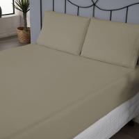 Jogo De Lençol Dia A Dia Liso 3 Peças Casal 80% Algodão - 20% Poliéster Percal 140 Fios Cor:cáqui - 2