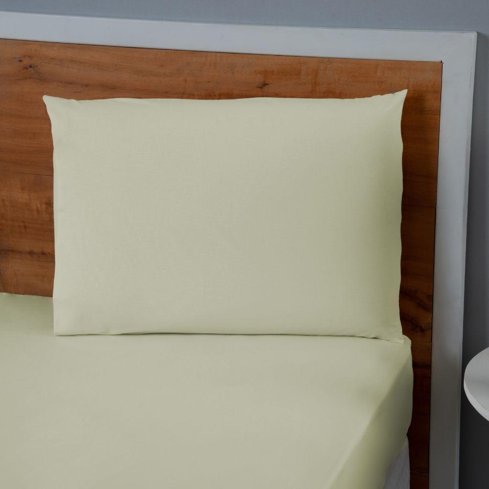 Jogo De Lençol Dia A Dia Liso 2 Peças Solteiro 80% Algodão - 20% Poliéster Percal 140 Fios Cor:palha - 3