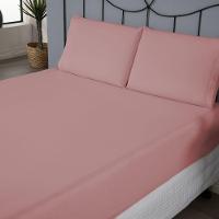 Jogo De Lençol Dia A Dia Liso 3 Peças Casal 80% Algodão - 20% Poliéster Percal 140 Fios Cor:rosê - 3