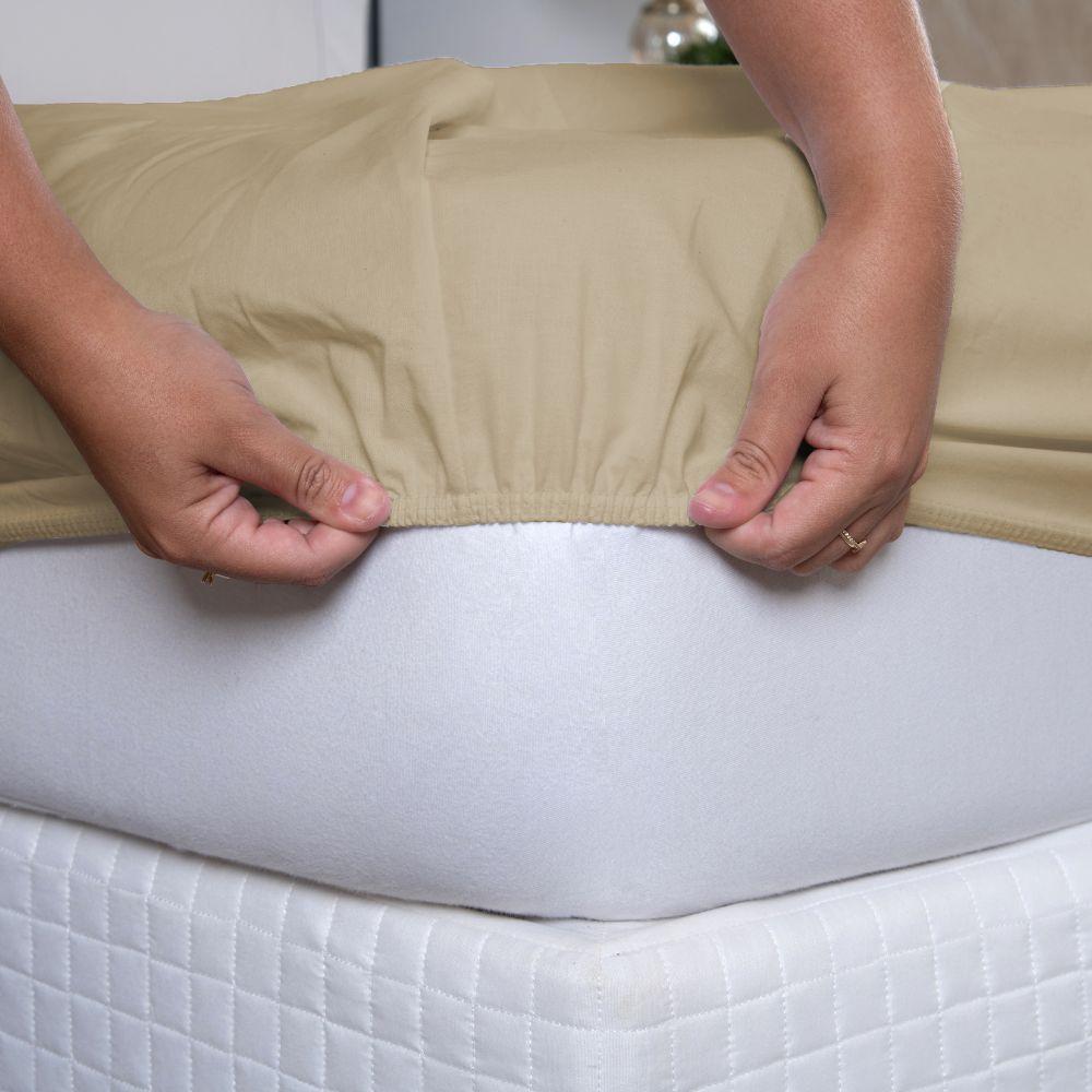 Jogo De Lençol Ponto Palito Simples 2 Peças Solteiro 80% Algodão - 20% Poliéster Percal 140 Fios Cor:cáqui - 4