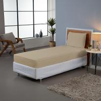 Jogo De Lençol Ponto Palito Simples 2 Peças Solteiro 80% Algodão - 20% Poliéster Percal 140 Fios Cor:cáqui - 2