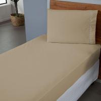 Jogo De Lençol Ponto Palito Simples 2 Peças Solteiro 80% Algodão - 20% Poliéster Percal 140 Fios Cor:cáqui - 3