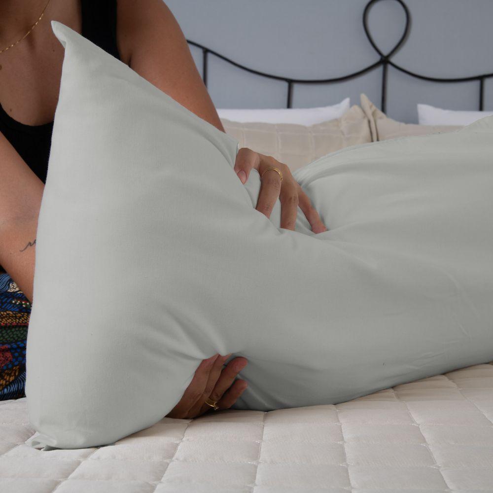 Capa Para Travesseiro Fofuxão 1 Peça 1,46m X 46cm 80% Algodão - 20% Poliéster Percal 140 Fios Com Zíper Cor:cinza - 3