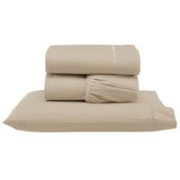 Jogo De Lençol Ponto Palito Completo 3 Peças Solteiro 80% Algodão - 20% Poliéster Percal 140 Fios Cor:cáqui - 1