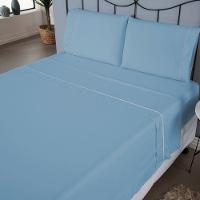 Jogo De Lençol Ponto Palito Completo 4 Peças Queen 80% Algodão - 20% Poliéster Percal 140 Fios Cor:azul - 3