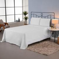 Jogo De Lençol Ponto Palito Completo 4 Peças King 80% Algodão - 20% Poliéster Percal 140 Fios Cor:branco - 2