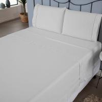 Jogo De Lençol Ponto Palito Completo 4 Peças King 80% Algodão - 20% Poliéster Percal 140 Fios Cor:branco - 3