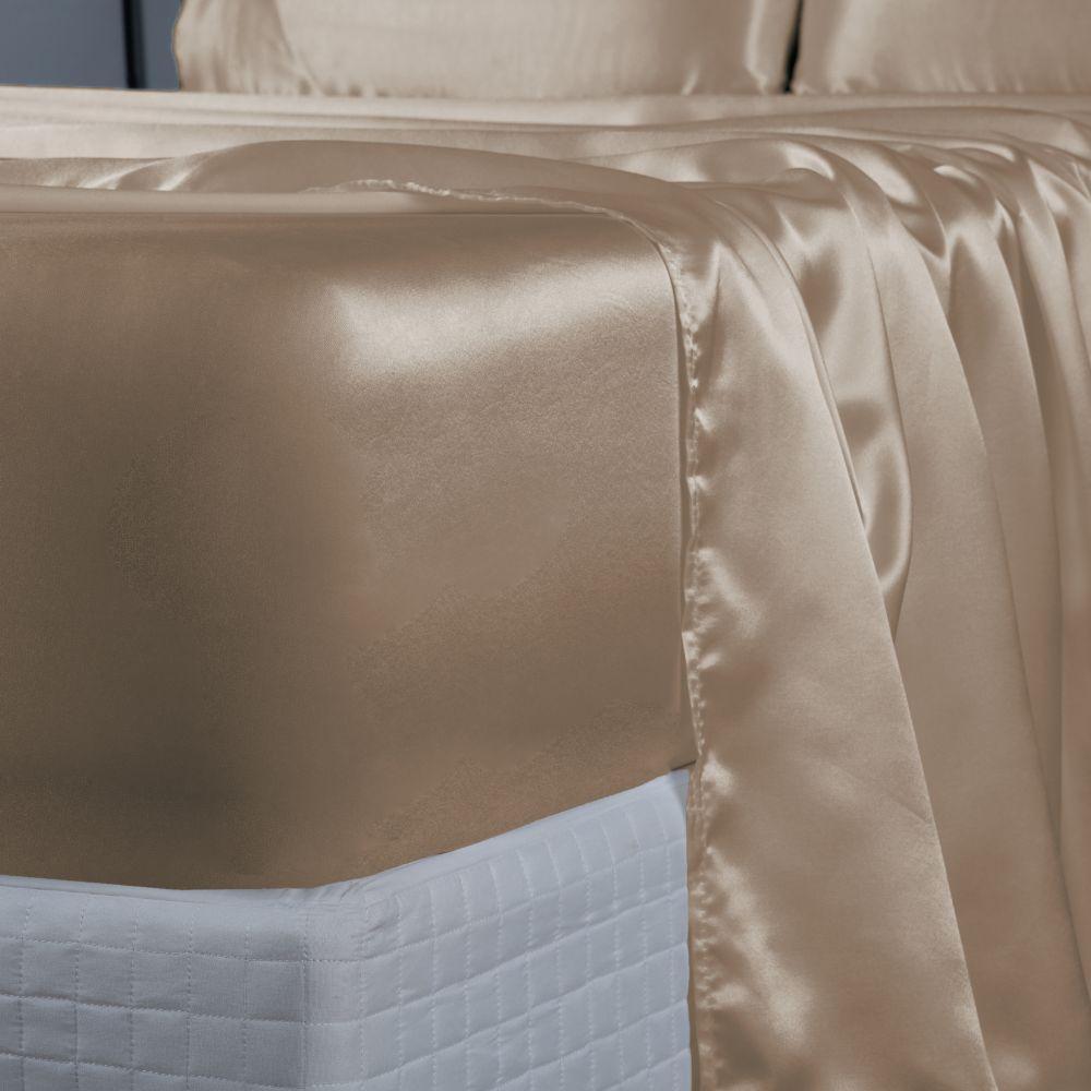 Jogo De Lençol Sublime 4 Peças Casal 100% Poliéster Tecido Cetim Charmousse Cor:nude - 4