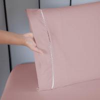 Jogo De Lençol Ponto Palito Completo 3 Peças Solteiro 80% Algodão - 20% Poliéster Percal 140 Fios Cor:rosê - 4