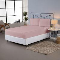 Jogo De Lençol Ponto Palito Simples 3 Peças Casal 80% Algodão - 20% Poliéster Percal 140 Fios Cor:rosê - 4