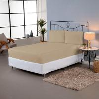 Jogo De Lençol Ponto Palito Simples 3 Peças Casal 80% Algodão - 20% Poliéster Percal 140 Fios Cor:cáqui - 2