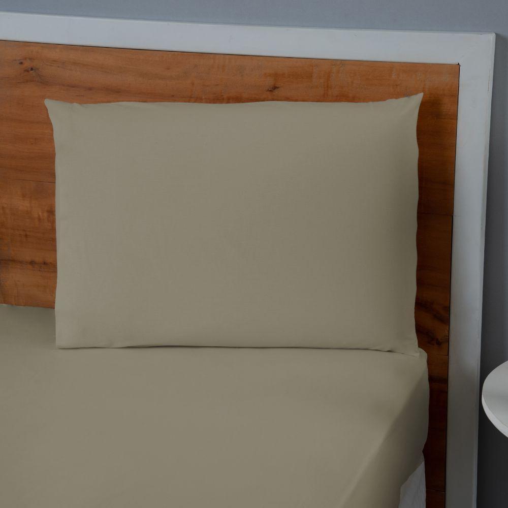 Jogo De Lençol Dia A Dia Liso 2 Peças Solteiro 80% Algodão - 20% Poliéster Percal 140 Fios Cor:cáqui - 4