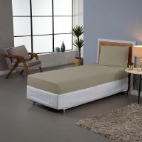 Jogo De Lençol Dia A Dia Liso 2 Peças Solteiro 80% Algodão - 20% Poliéster Percal 140 Fios Cor:cáqui - 3