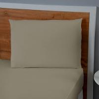 Jogo De Lençol Dia A Dia Liso 2 Peças Solteiro 80% Algodão - 20% Poliéster Percal 140 Fios Cor:cáqui - 4