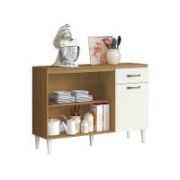 Balcão Aramoveis Atenas 3 Portas 1 Gaveta Sem Tampo Atacama Com Off White - 2