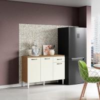 Balcão Aramoveis Atenas 3 Portas 1 Gaveta Sem Tampo Atacama Com Off White - 3