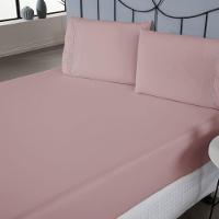 Jogo De Lençol Ponto Palito Simples 3 Peças Queen 80% Algodão - 20% Poliéster Percal 140 Fios Cor:rosê - 3