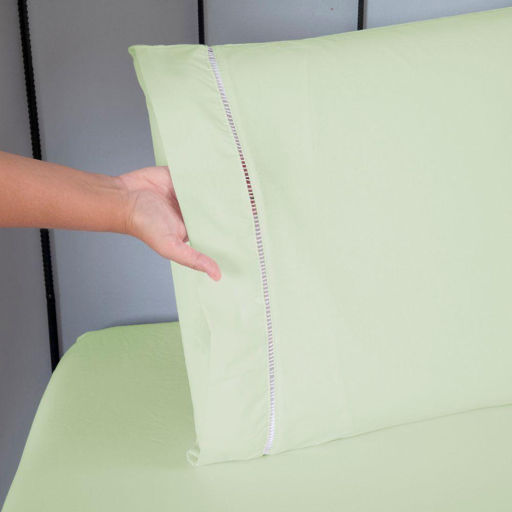 Jogo De Lençol Ponto Palito Completo 4 Peças Casal 80% Algodão - 20% Poliéster Percal 140 Fios Cor:verde - 4