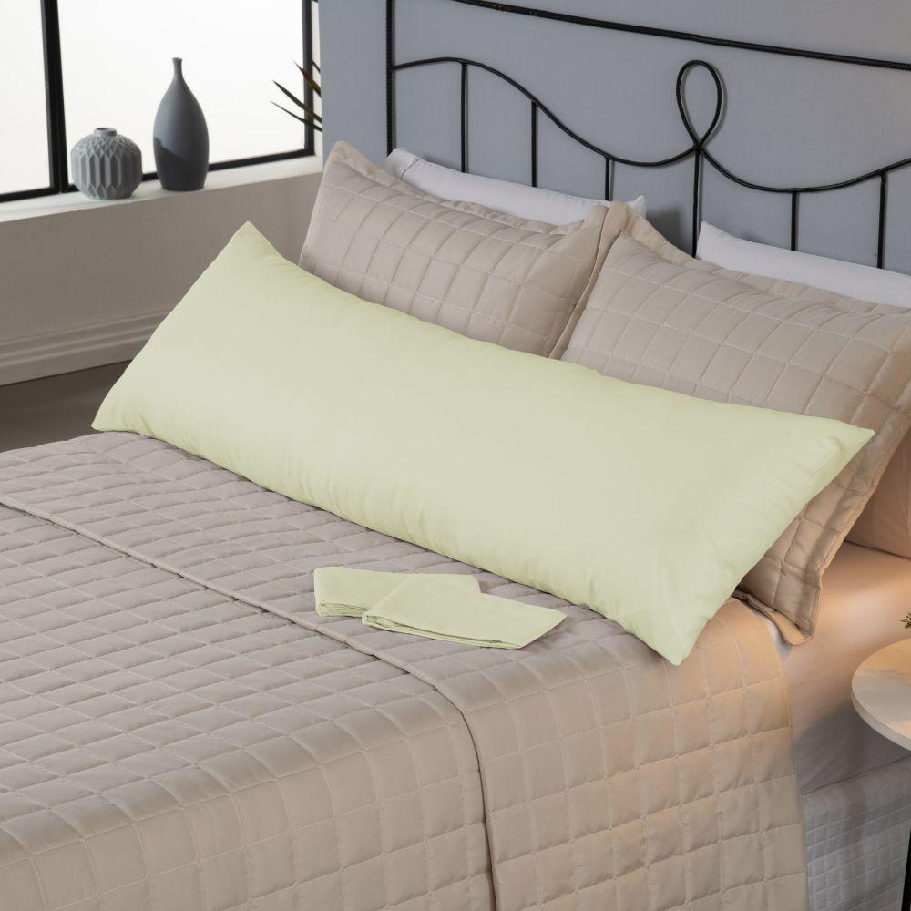 Capa Para Travesseiro Fofuxão 1 Peça 1,46m X 46cm 80% Algodão - 20% Poliéster Percal 140 Fios Com Zíper Cor:palha - 2