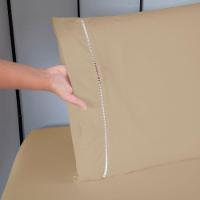 Jogo De Lençol Ponto Palito Completo 4 Peças Queen 80% Algodão - 20% Poliéster Percal 140 Fios Cor:cáqui - 4